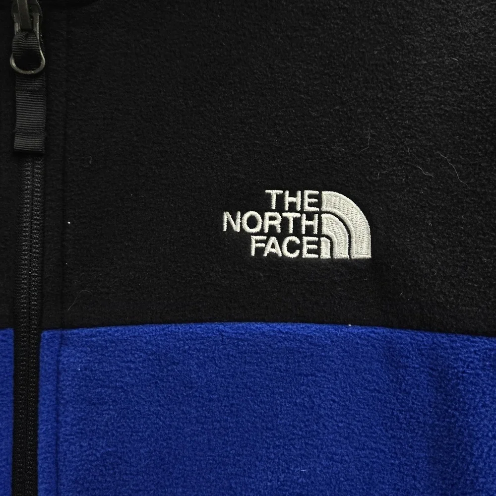 The North‎ Face Men Jacket L Blue Embroidered Colorblock Fleece Anchor Full Zip